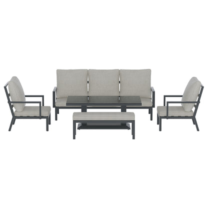 Gardeon 5-Piece Outdoor Furniture Setting Table Chair Set Aluminium Sofa 7-Seater