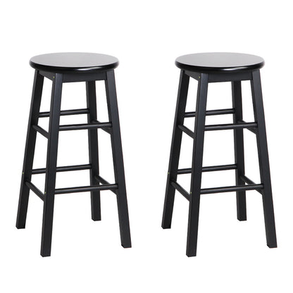 Artiss 2x Bar Stools Round Chairs Wooden Black