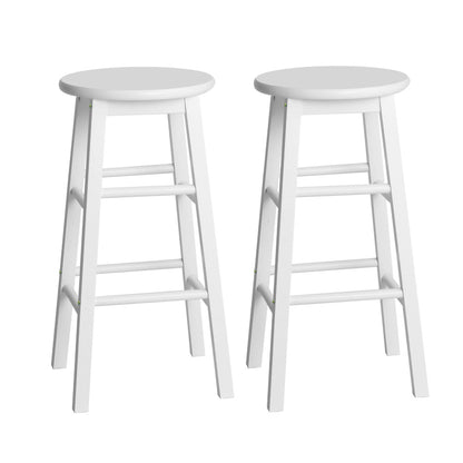 Artiss 2x Bar Stools Round Chairs Wooden White