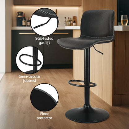 Artiss 4x Bar Stools Kitchen Swivel Gas Lift Chairs Black