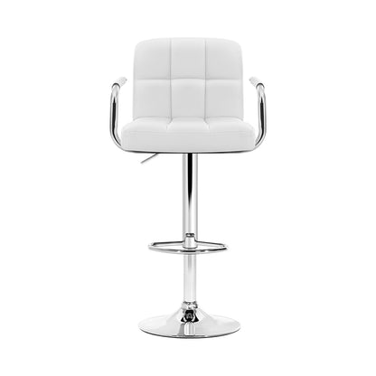 Artiss 4x Bar Stools Leather Gas Lift w/Armrest White