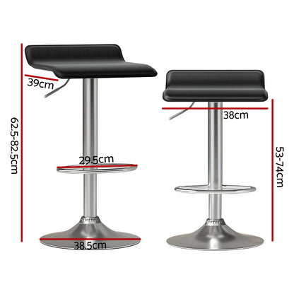 Artiss 2x Bar Stools Faux Leather Chair Black