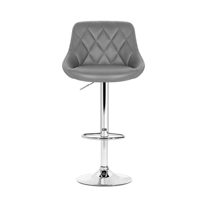 Artiss 2x Bar Stools Leather Padded Gas Lift Grey