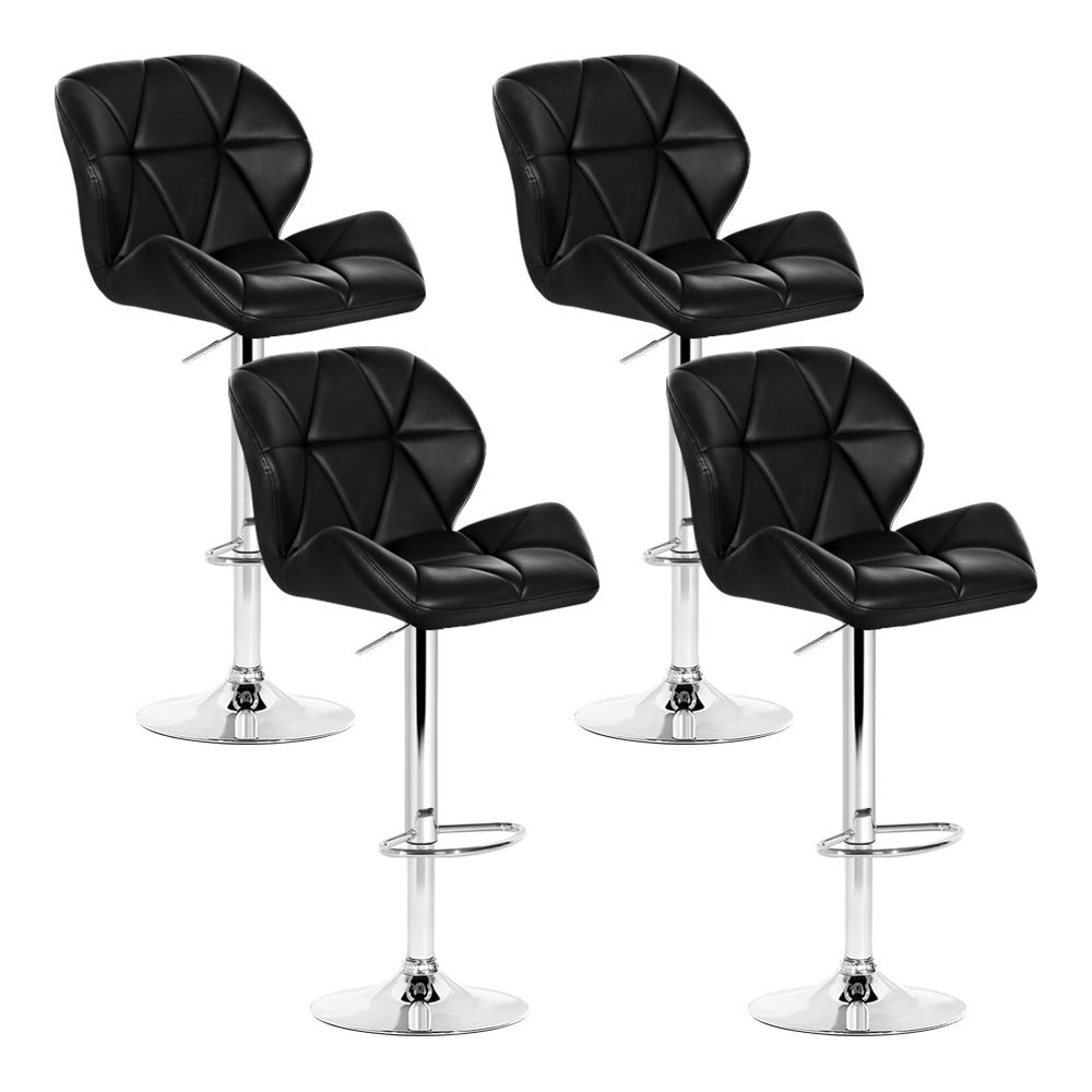 Artiss 4x Bar Stools Gas Lift Padded Leather Black