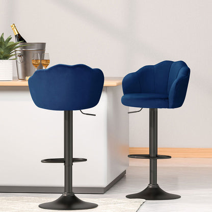 Artiss 4x Bar Stools Gas Lift Velvet Blue