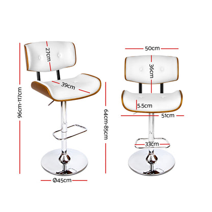 Artiss Bar Stools Gas Lift Leather White