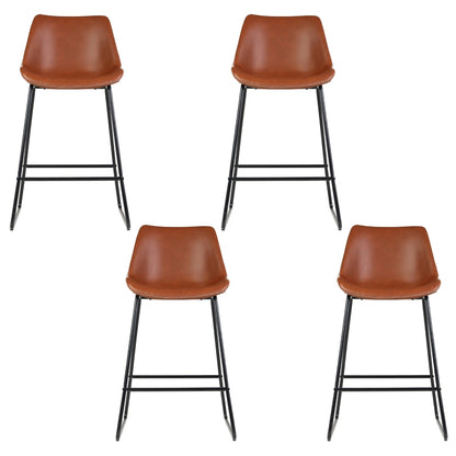 Artiss 4x Bar Stools Leather Padded Metal Legs Brown