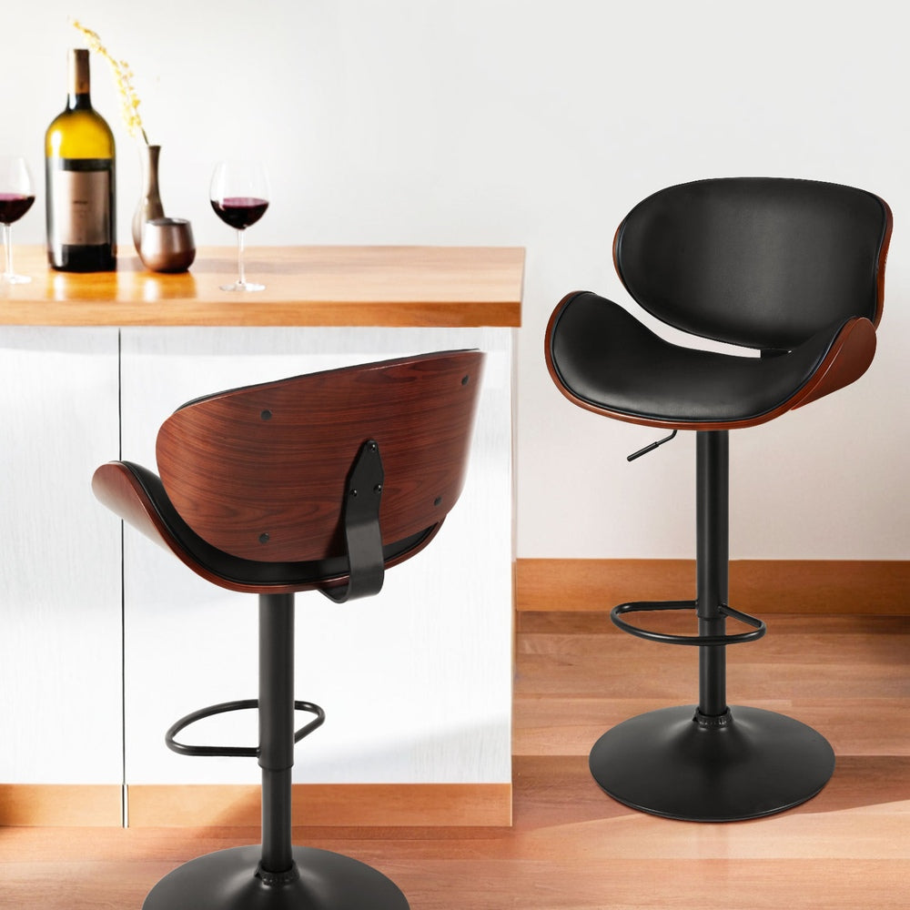 Artiss 4x Bar Stools Gas Lift Leather Padded Black