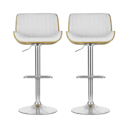 Artiss 2x Bar Stools Adjustable Leather Chairs