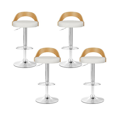 Artiss 4x Bar Stools Adjustable Leather Padded White