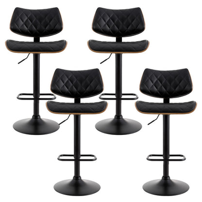 Artiss 4x Bar Stools Kitchen Dining Chairs Gas Lift Stool Wooden Leather Black