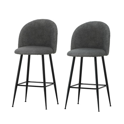 Artiss Bar Stools Kitchen Counter Barstools Sherpa Metal Chairs x2