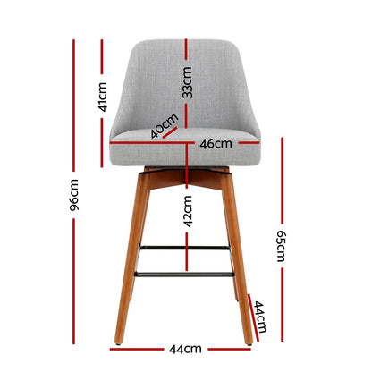 Artiss 4x Bar Stools Swivel Seat Wooden Grey