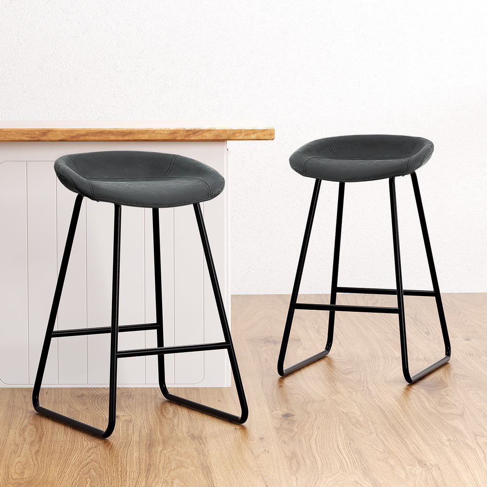 Artiss 2x Bar Stools Kitchen Dining Chairs Counter Stool PU Leather Metal