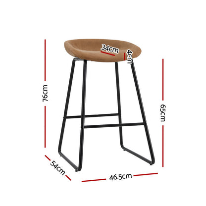 Artiss 4x Bar Stools Kitchen Dining Chairs Counter Stool PU Leather Metal Brown