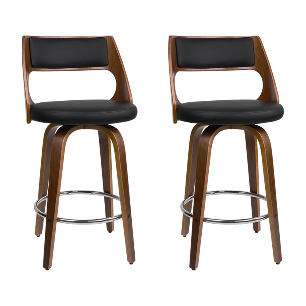 Artiss 2x Bar Stools Swivel Leather Chair 76cm