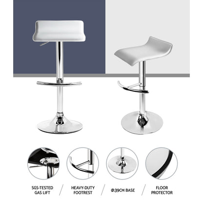 Artiss 2x Bar Stools Adjustable Gas Lift Chairs White