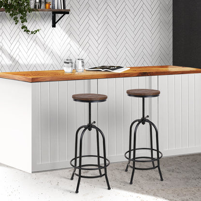 Artiss 2x Bar Stools Adjustable Wood Chairs