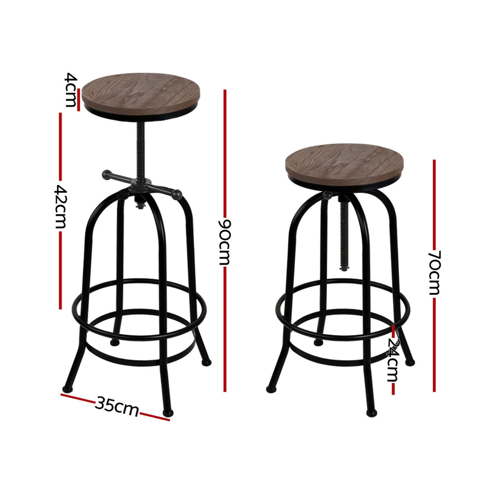 Artiss 4x Bar Stools Kitchen Dining Chairs Adjustable Wooden Vintage Stool