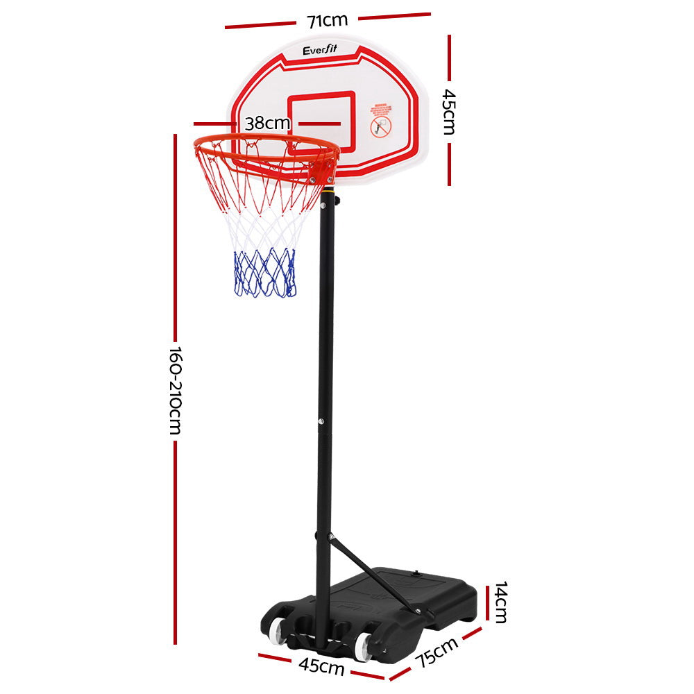 Everfit 2.1M Basketball Hoop Stand System Adjustable Portable Pro Kids White