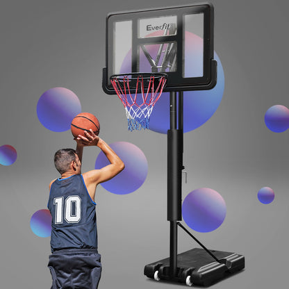 Everfit 3.05M Basketball Hoop Stand System Adjustable Height Portable Pro Black