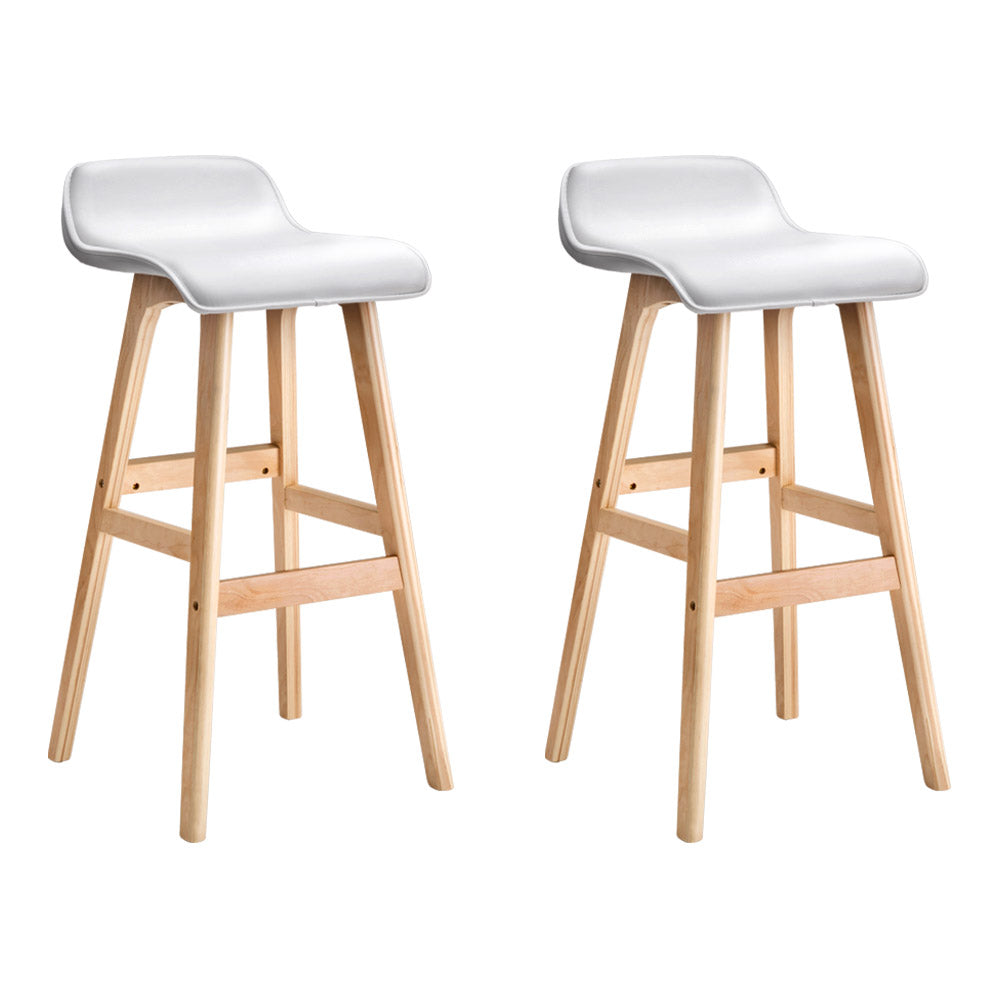 Artiss 2x Bar Stools Wooden Stool White