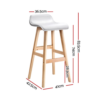 Artiss 2x Bar Stools Wooden Stool White