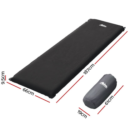 Weisshorn Self Inflating Mattress Camping Sleeping Mat Air Bed Pad Single Black