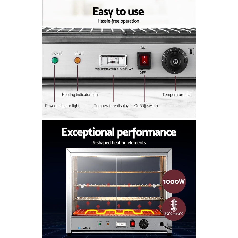 Devanti Commercial Food Warmer Hot Display Showcase Cabinet 64cm