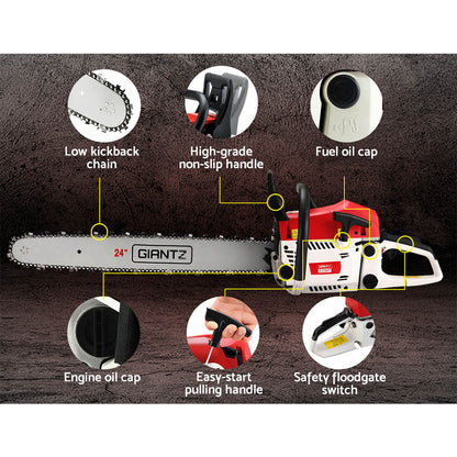 Giantz Chainsaw Petrol 72CC 24" Bar Commercial E-Start Pruning Chain Saw,Giantz Chainsaw Petrol 72CC 24" Bar Commercial E-Start Pruning Chain Saw 5.5HP