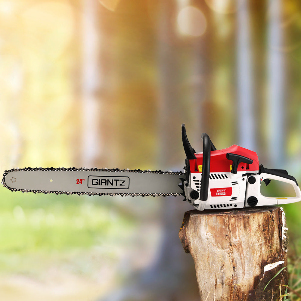 Giantz Chainsaw Petrol 62CC 24" Bar Commercial E-Start Pruning Chain Saw,Giantz Chainsaw Petrol 62CC 24" Bar Commercial E-Start Pruning Chain Saw 5.2HP