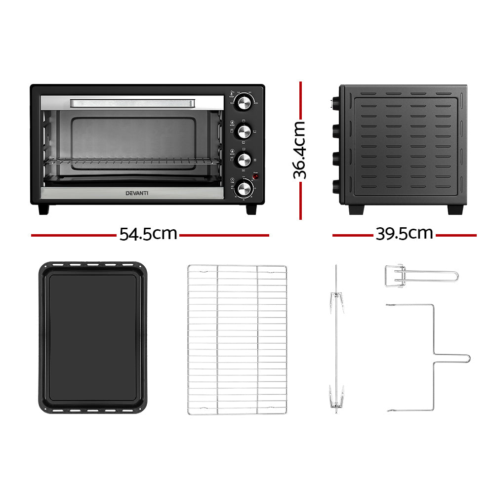 Devanti 45L Convection Oven Electric Fryer Ovens 1800W