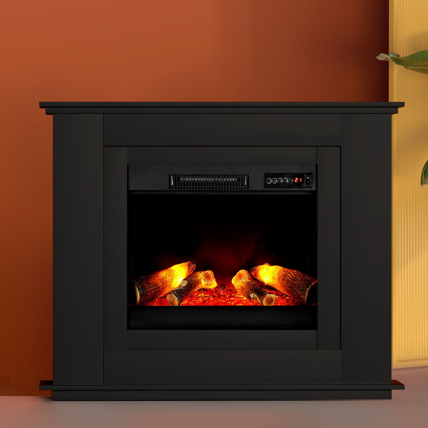 Devanti Electric Fireplace Fire Heater 2000W Black