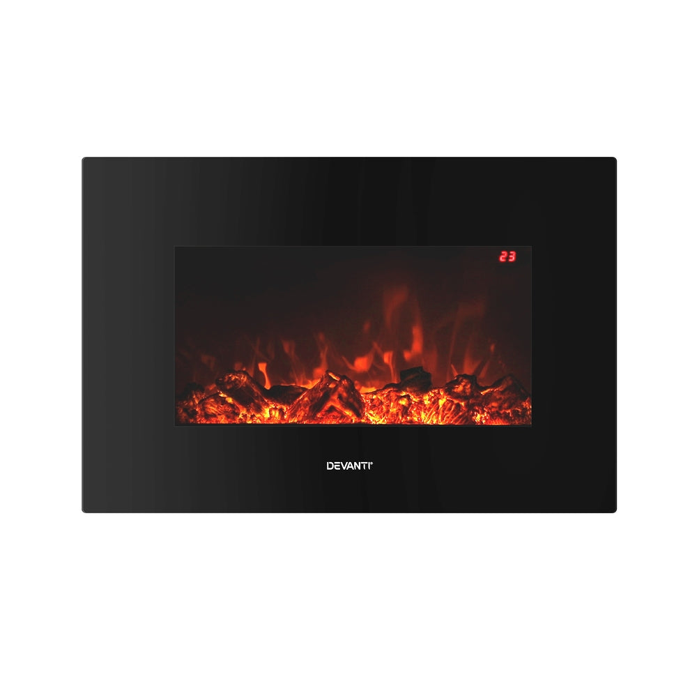 Devanti Electric Fireplace Fire Heater 2000W Black