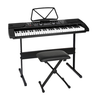 Alpha 61 Keys Electronic Piano Keyboard Digital Electric w/ Stand Stool Black