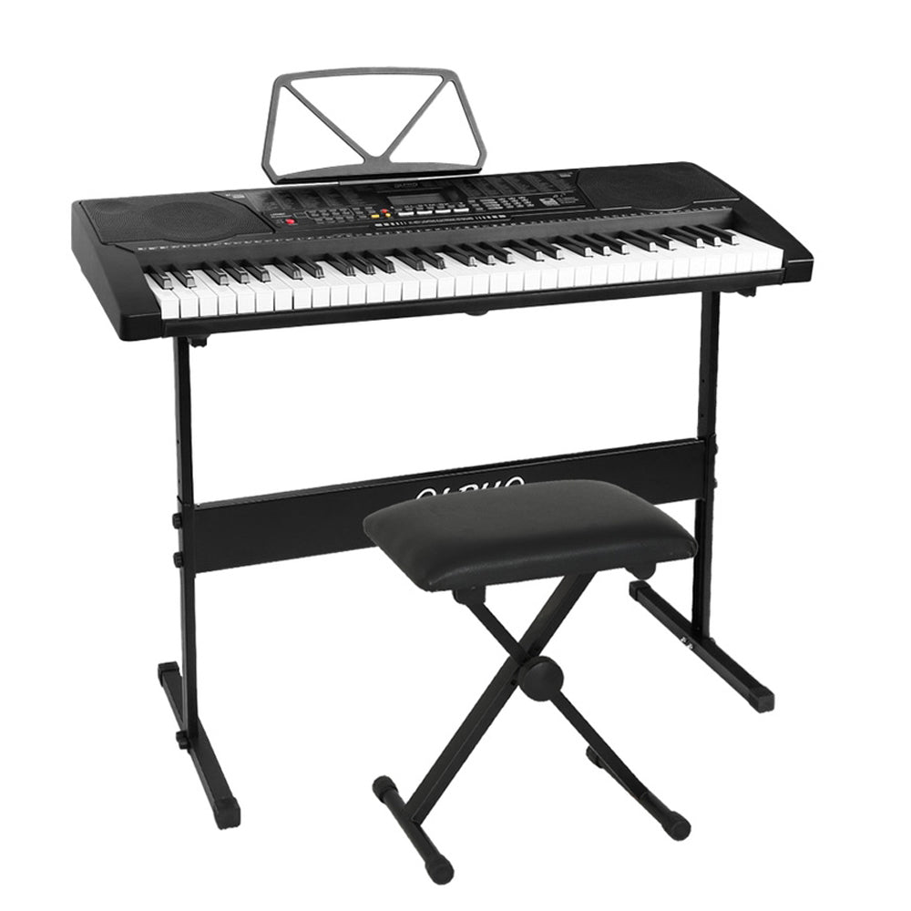 Alpha 61 Keys Electronic Piano Keyboard Digital Electric w/ Stand Stool Lighted