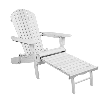 Gardeon 2PC Adirondack Outdoor Chairs Wood Foldable Sun Lounge Patio Furniture