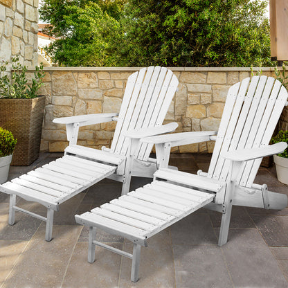 Gardeon 2PC Adirondack Outdoor Chairs Wood Foldable Sun Lounge Patio Furniture