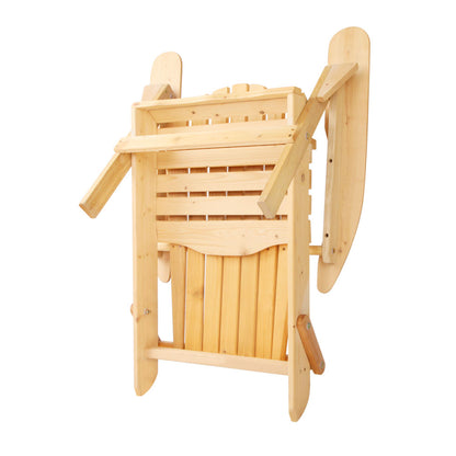 Gardeon 3PC Adirondack Outdoor Table and Chairs Wooden Foldable Beach Chair Natural