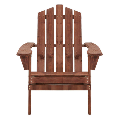 Gardeon Adirondack Outdoor Chairs Wooden Beach Chair Patio Furniture Garden Brown