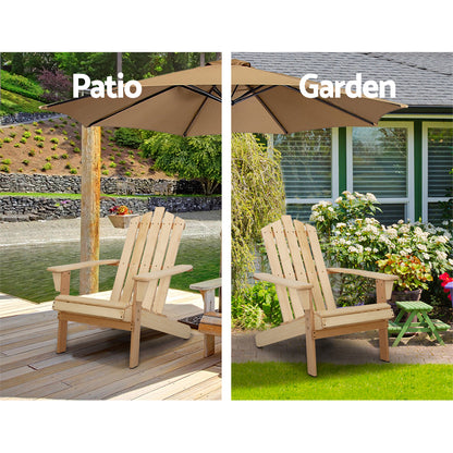 Gardeon Adirondack Outdoor Chairs Wooden Beach Chair Patio Furniture Garden Natural