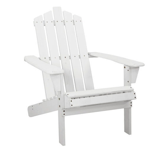 Gardeon Adirondack Outdoor Chairs Wooden Beach Chair Patio Furniture Garden White