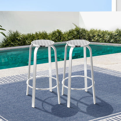 Gardeon 2-Piece Outdoor Bar Stools Patio Indoor Bistro Aluminum Chairs