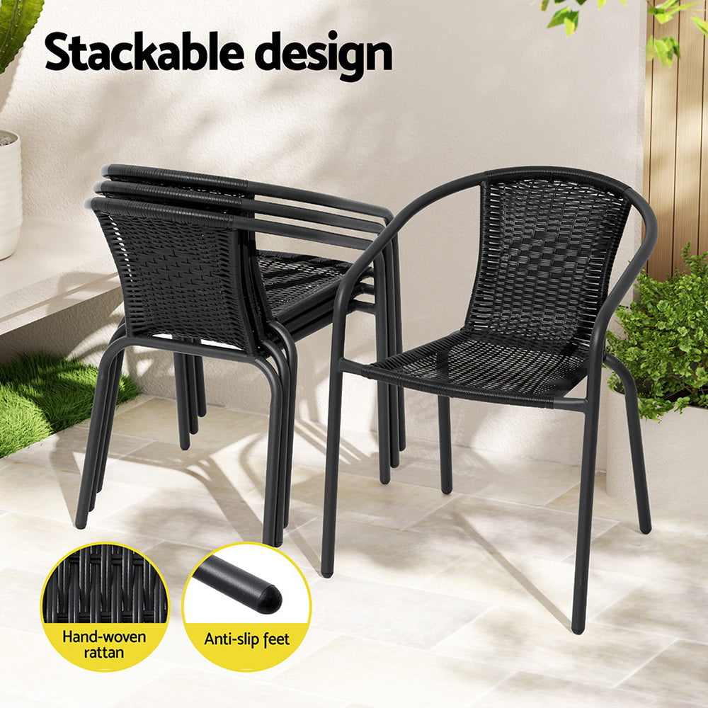 Gardeon Outdoor Dining Set 5 Piece Steel Stackable Chairs Table Patio Furniture