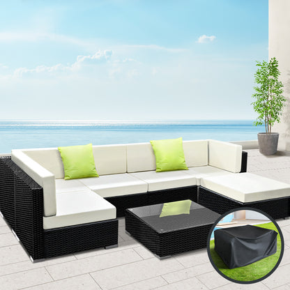 Gardeon 7-Piece Outdoor Sofa Set Wicker Couch Lounge Setting Cover