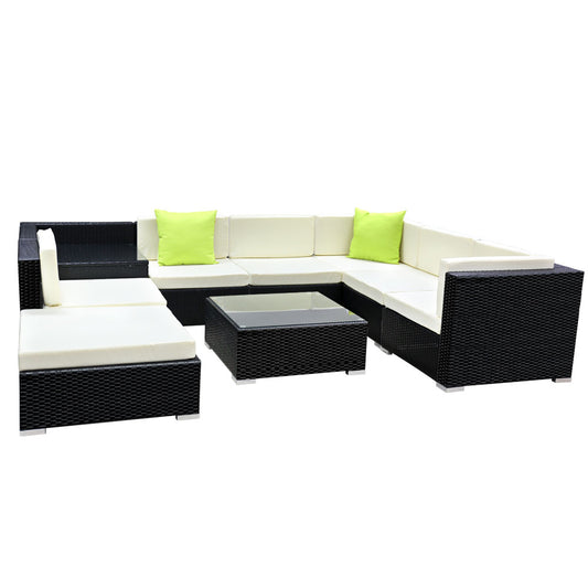 Gardeon 9-Piece Outdoor Sofa Set Wicker Couch Lounge Setting Cover