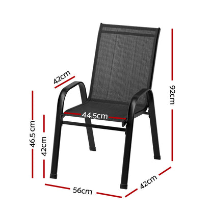 Gardeon 4PC Outdoor Dining Chairs Stackable Lounge Chair Patio Furniture Black