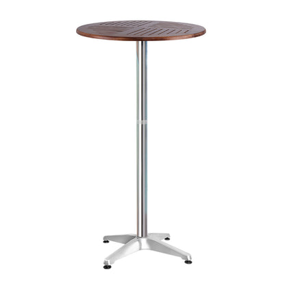 Gardeon Outdoor Bar Table Wooden Cafe Table Aluminium Pole Round