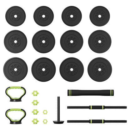 Everfit 25kg Adjustable Dumbbells Set Kettle Bell Weight Plates Barbells Gym