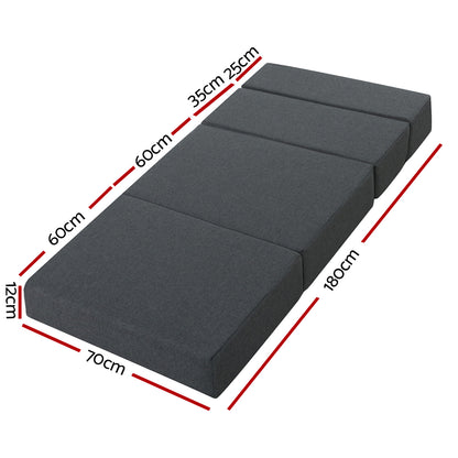 Giselle Bedding Foldable Mattress Folding Foam Bed Floor Mat Grey